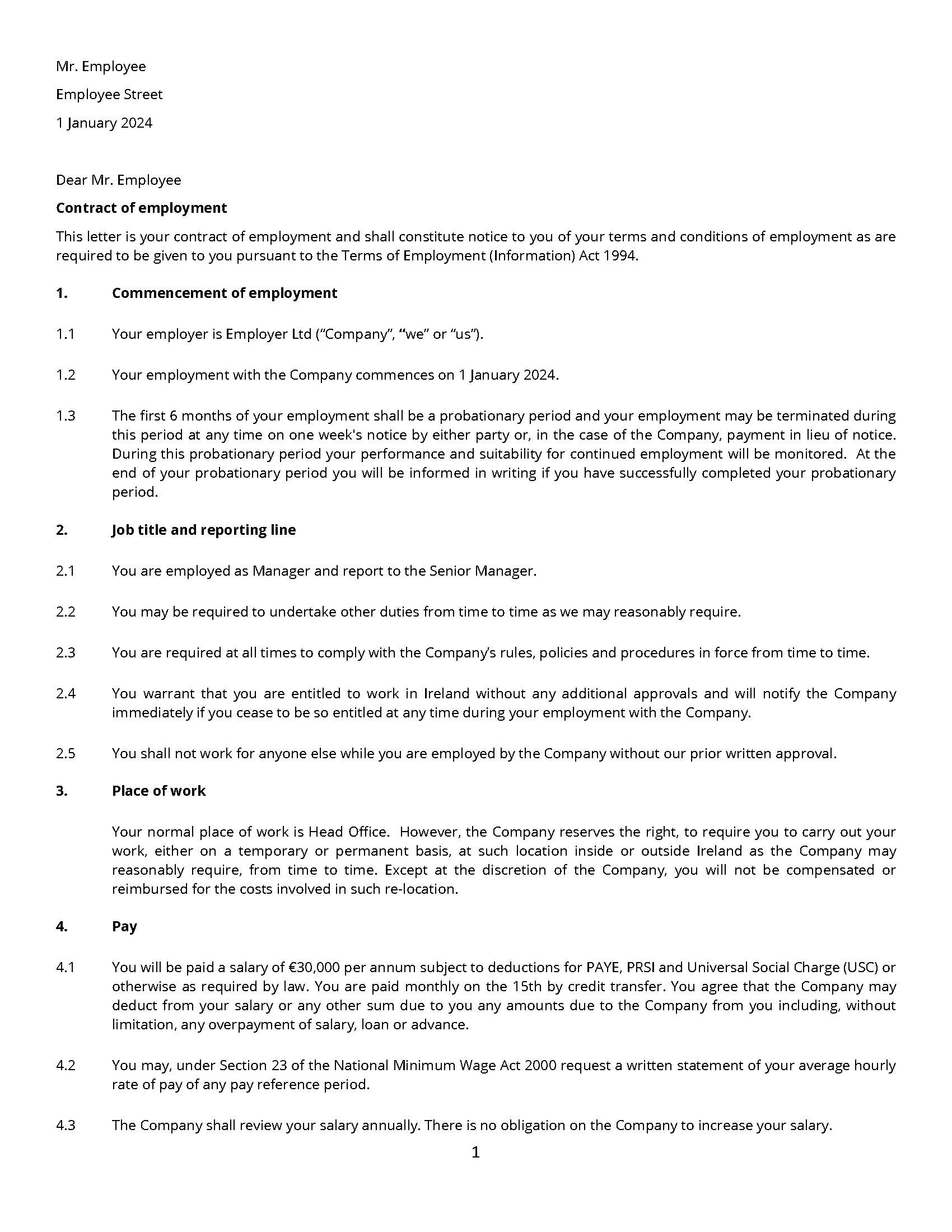 Employment Contract - Sample